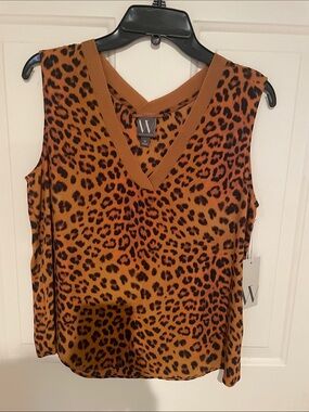 Rust Leopard Print V-Neck Sleeveless Tank.